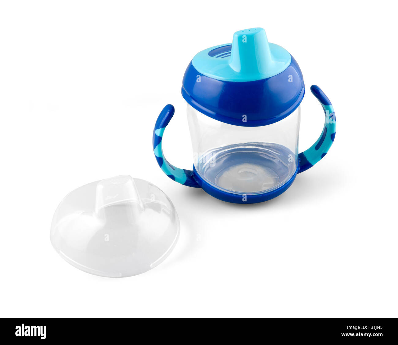 Sip trasparente cup - il nipplo - Succhietto botle per acqua o latte isolato su bianco con il percorso Foto Stock