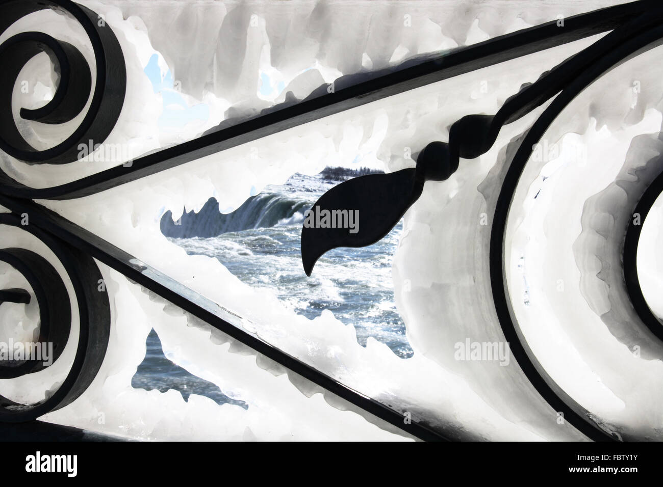 Coperti di ghiaccio decorativo elemento di ferro. Foto Stock