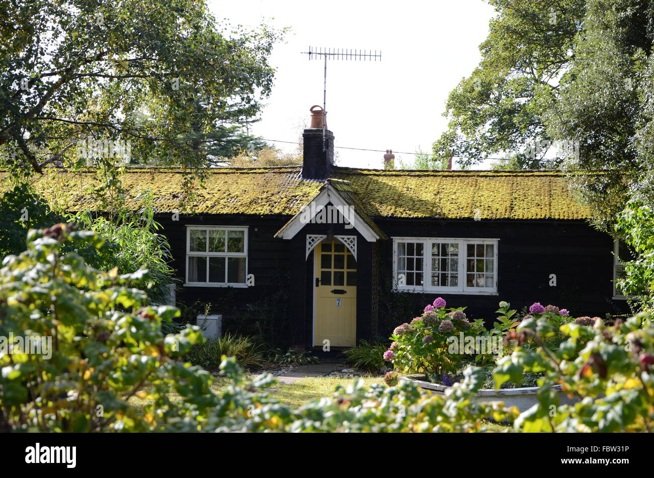 Cottage, carrozza ferroviaria, casa tra le nuvole, Thorpeness, Suffolk. Foto Stock