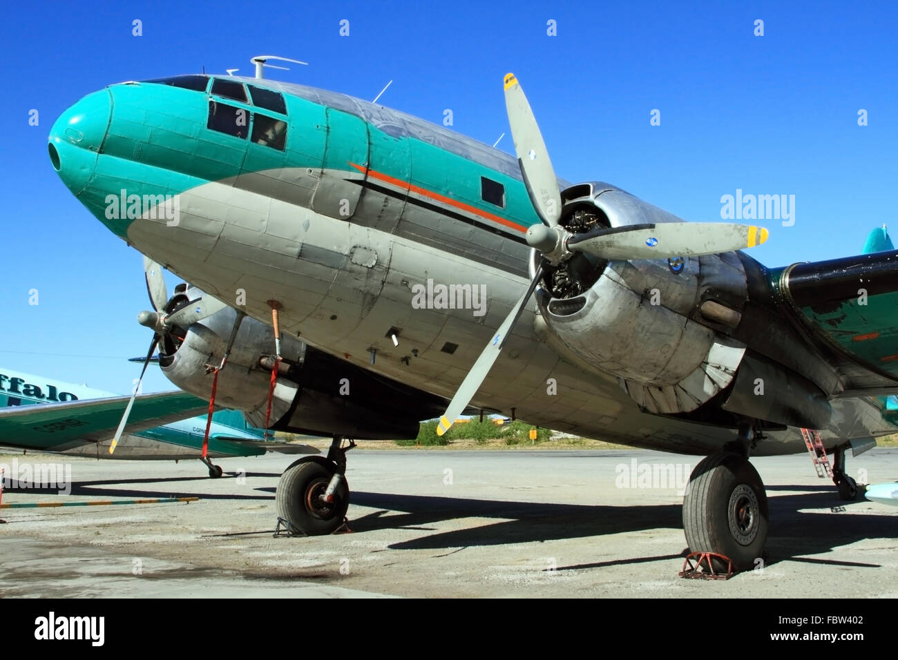 Curtiss c-46 commando, parte della Buffalo airways flotta in yellowknife, NWT, Canada Foto Stock