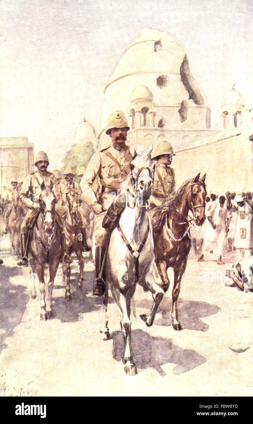Maresciallo di Campo HORATIO KITCHENER (1850-1916) entra Omdurman nel 1898 Foto Stock