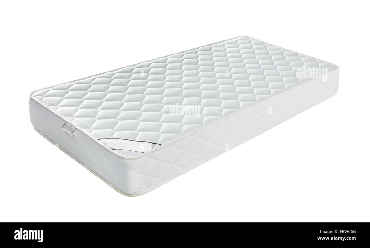 Il materasso che è supportato per dormire bene tutta la notte isolati su sfondo bianco Foto Stock