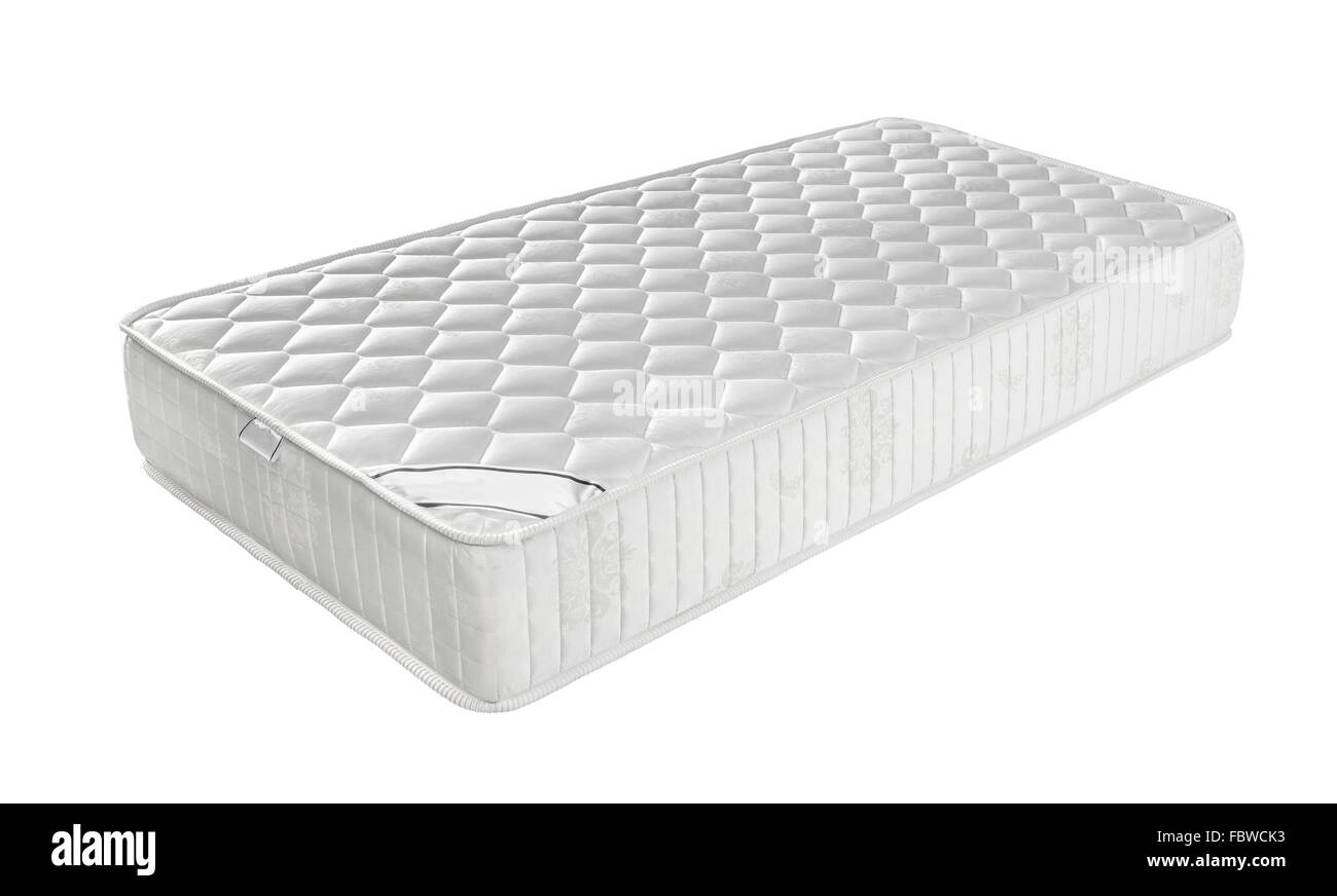 Il materasso che è supportato per dormire bene tutta la notte isolati su sfondo bianco Foto Stock