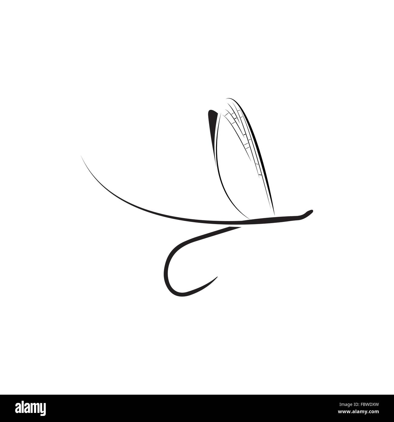 La pesca con la mosca icona Illustrazione Vettoriale