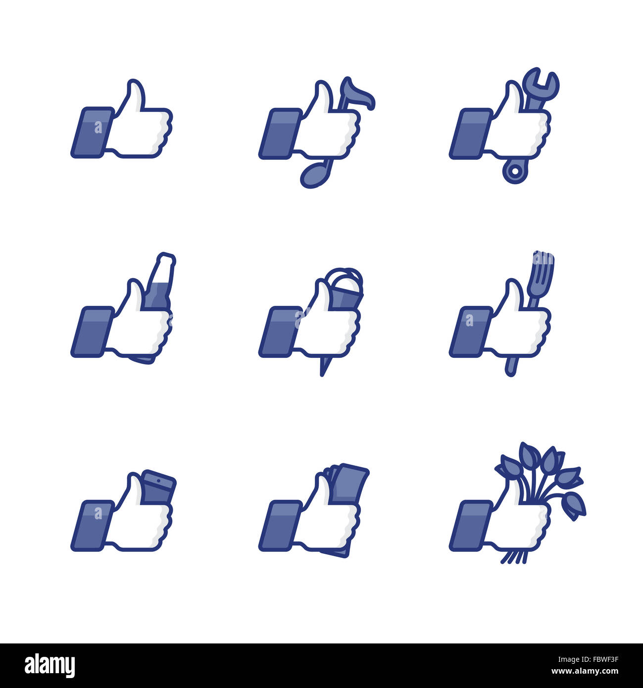 Come/Thumbs up icone simbolo Foto Stock