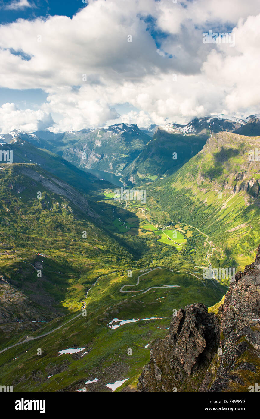Geiranger fjord, vista dal monte Dalsnibba, Norvegia Foto Stock