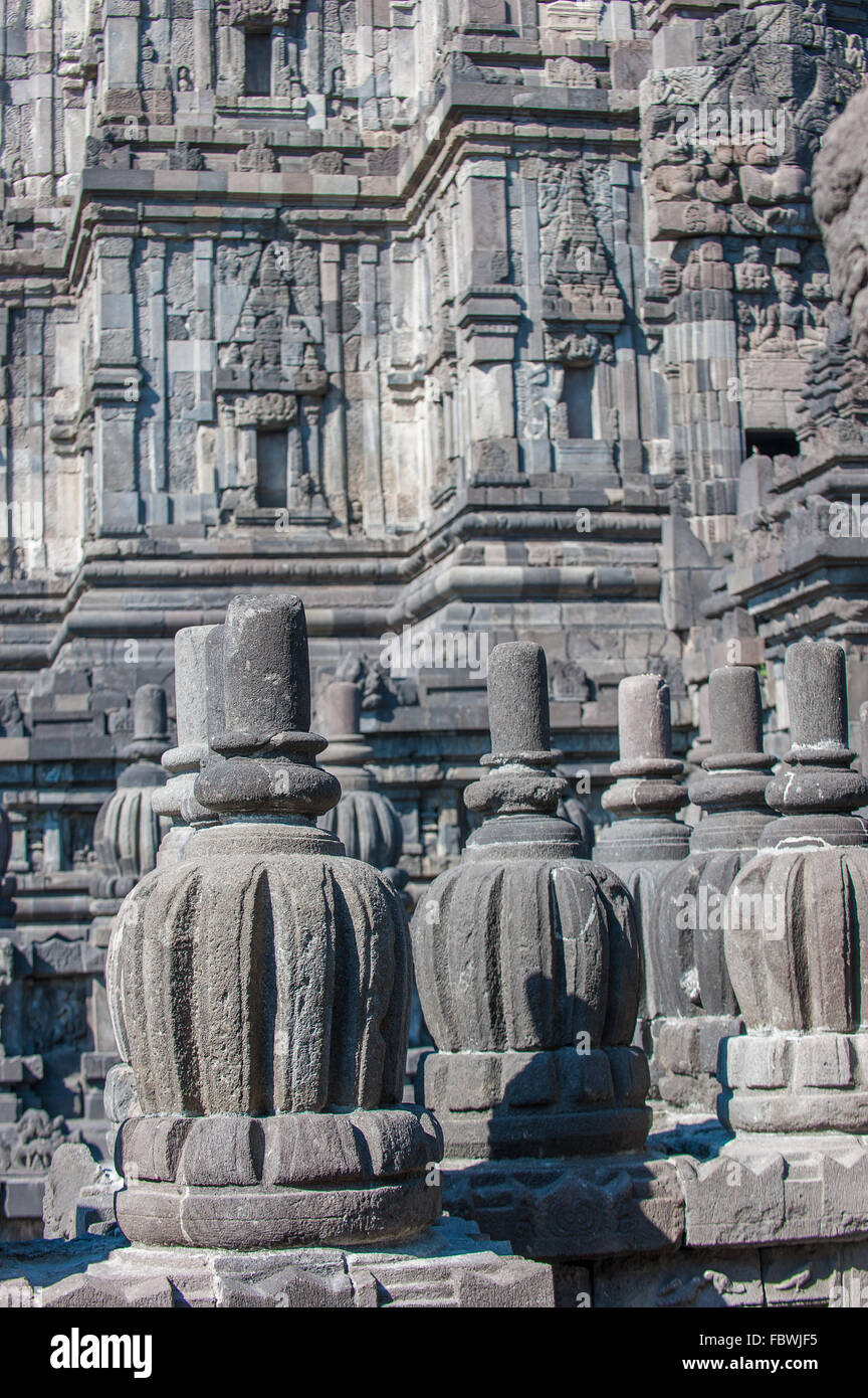 Bassorilievi del tempio di Prambanan, Java, Indonesia Foto Stock