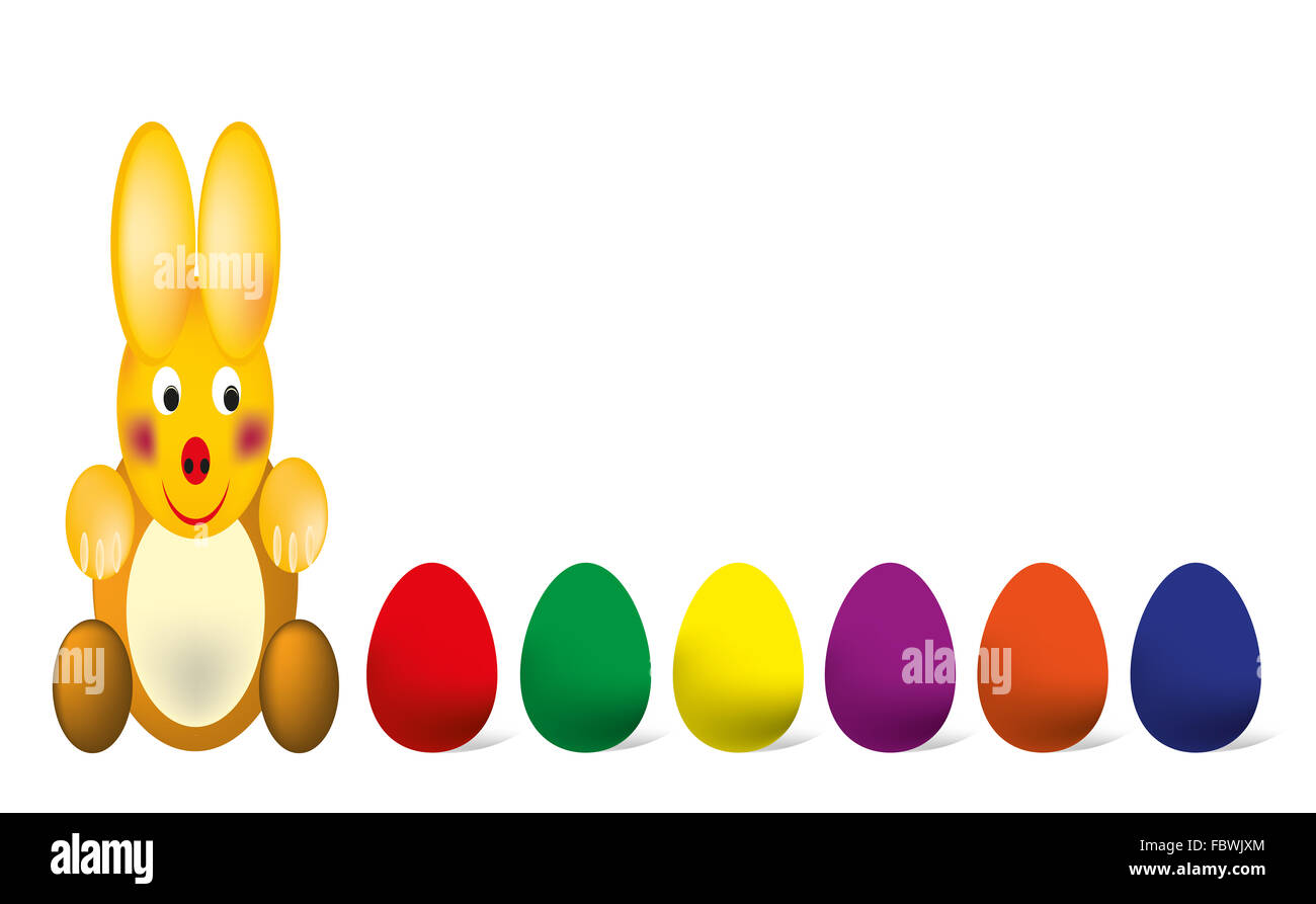 Coniglietto di pasqua con le uova di Pasqua Foto Stock