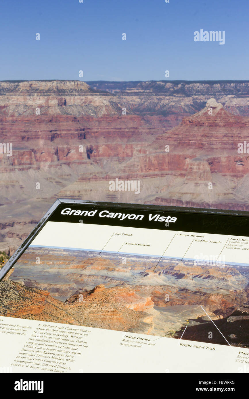 Grand Canyon Vista firmare Foto Stock