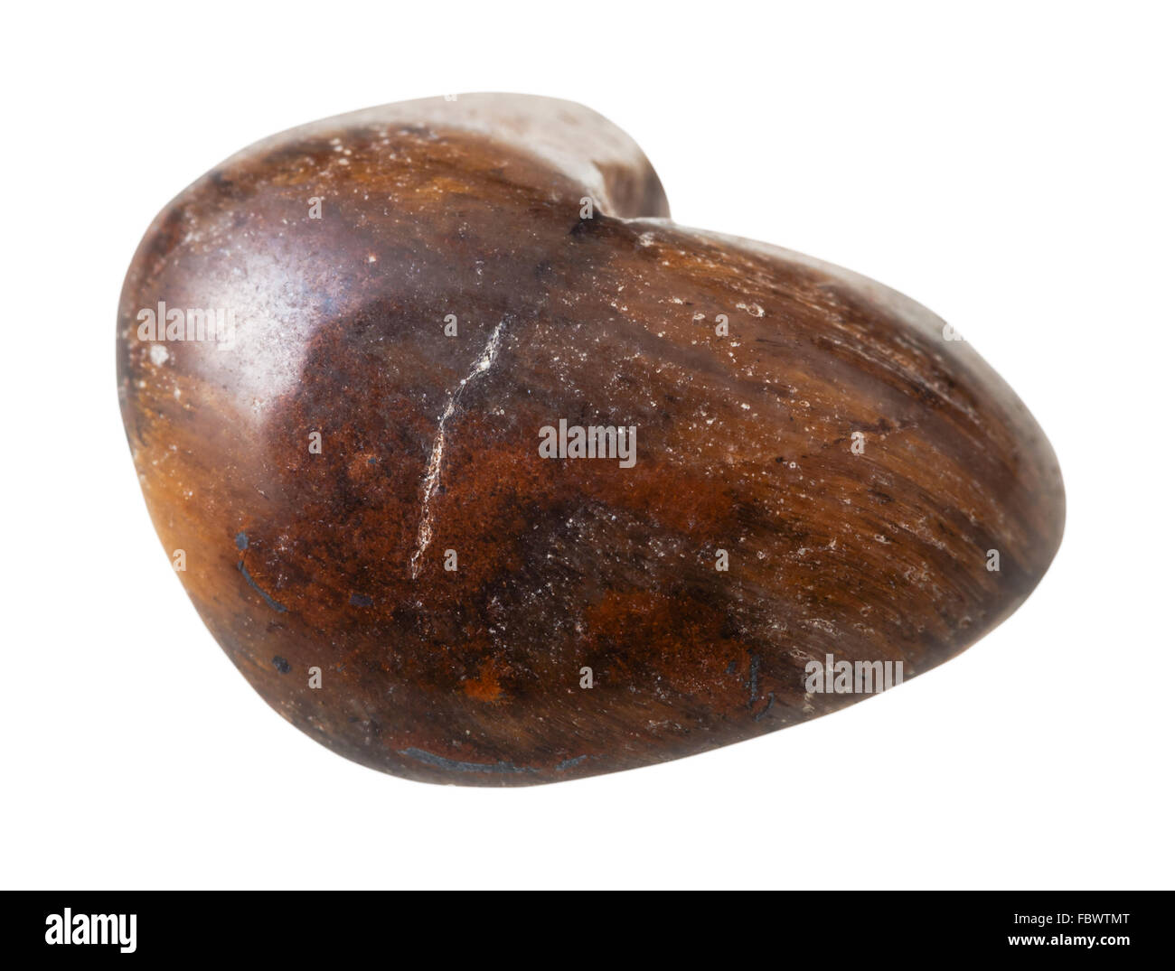 Minerali naturali pietra preziosa - marrone occhio di tigre pietra isolato su sfondo bianco close up Foto Stock