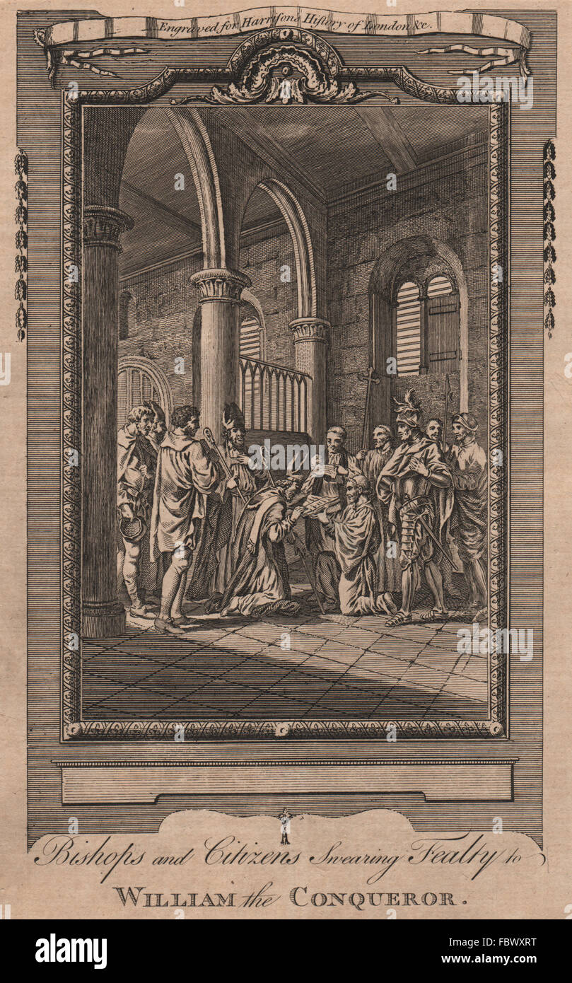 I vescovi e i cittadini giuramento Fealty di Guglielmo il Conquistatore.london.HARRISON 1775 Foto Stock