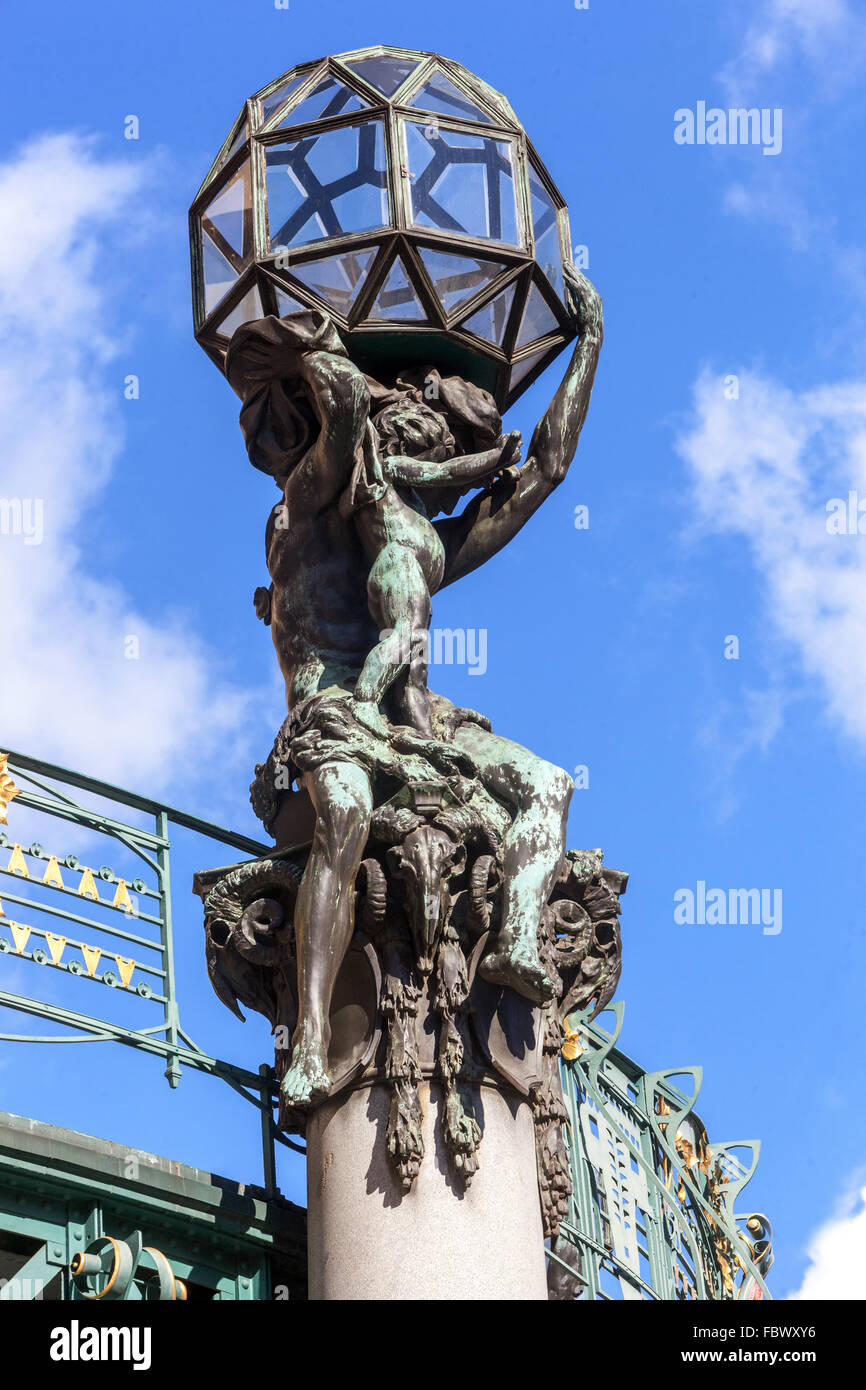 Praga Casa Municipale di Praga Art Nouveau lampada Obecni dum Foto Stock