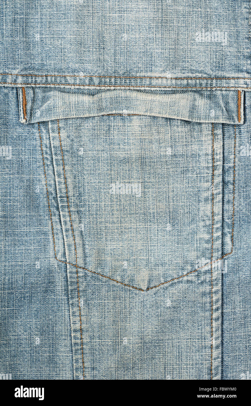 Close up jeans blu sullo sfondo di camicia Foto Stock