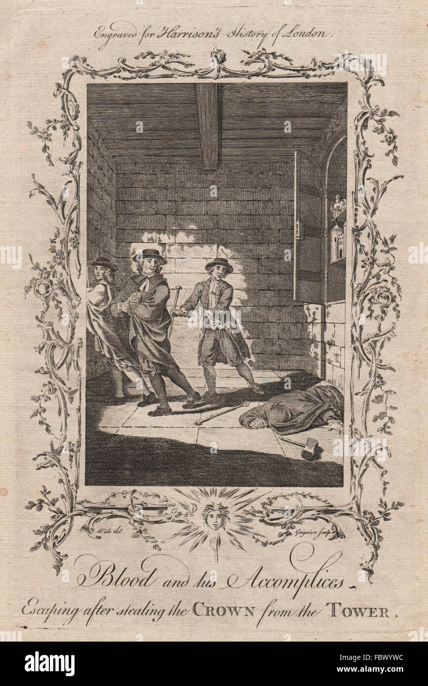 Thomas fuoriuscita di sangue dopo aver rubato la corona dalla Torre di Londra 1671 1775 Foto Stock