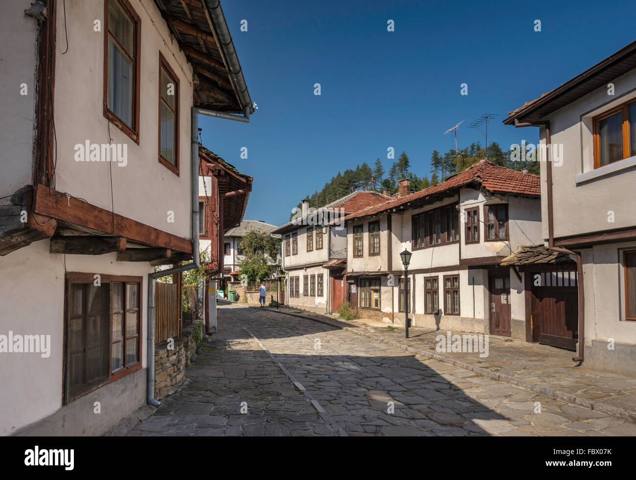 Edifici storici, nazionale bulgara in stile Revival, Petko Slaveykov Street in Tryavna, Bulgaria Foto Stock