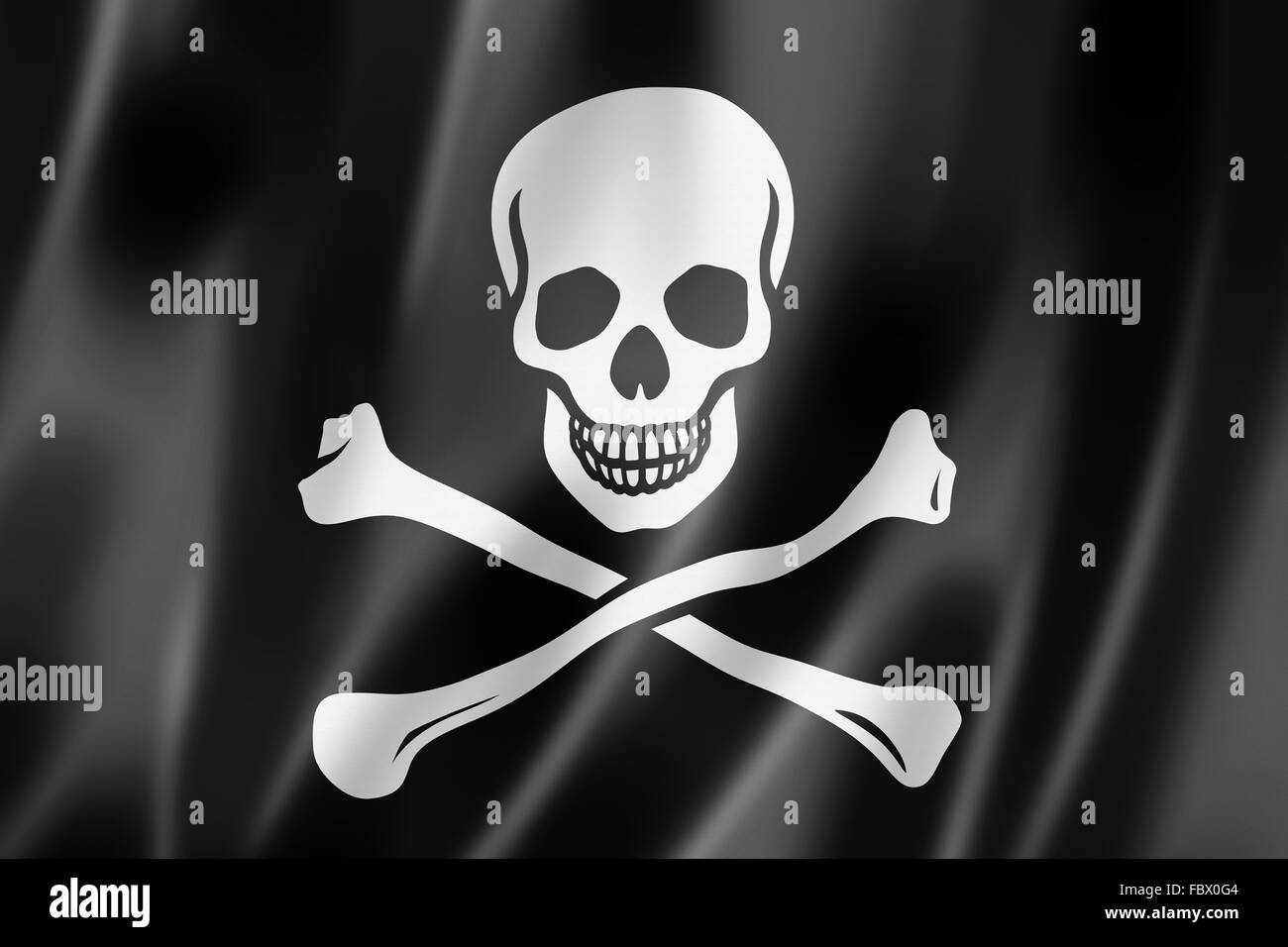 Grande bandiera dei pirati Jolly Roger con teschio e tibie incrociate