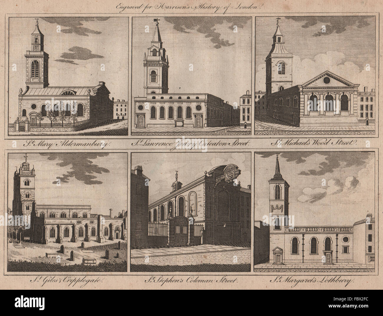WREN CHIESE St Mary Lawrence Jewry Michael Stephen Margaret Lothbury, 1775 Foto Stock