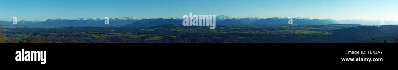 Vista panoramica sulle Alpi bavaresi Foto Stock