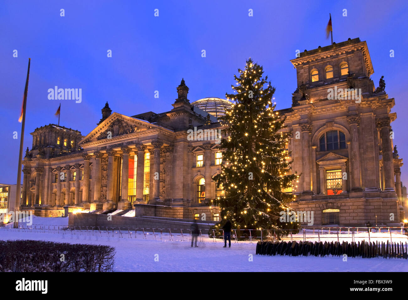 Weihnachten Reichstag di Berlino Foto Stock
