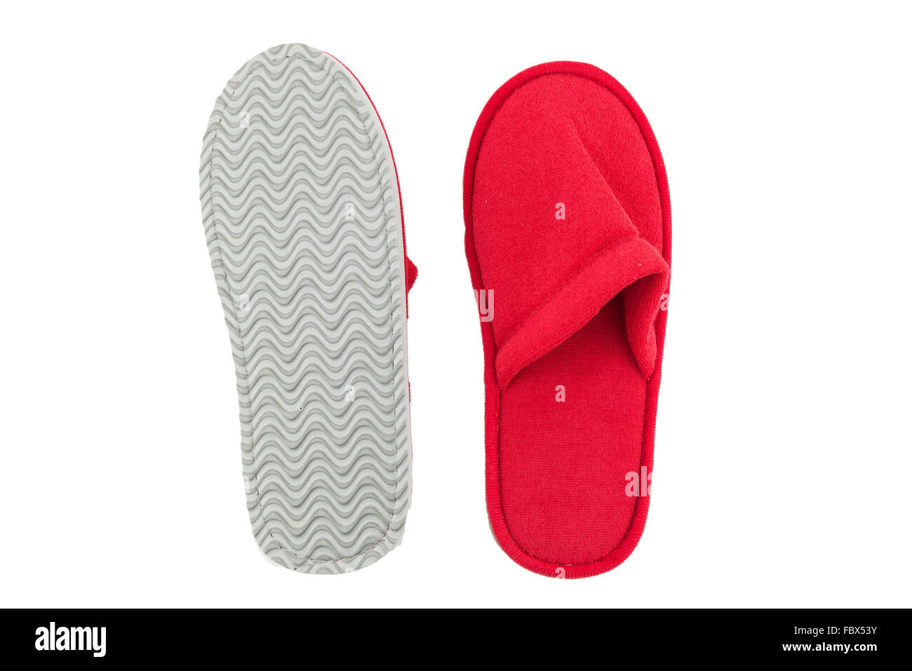 Pantofole, isolare lo sfondo bianco, rosso Foto Stock
