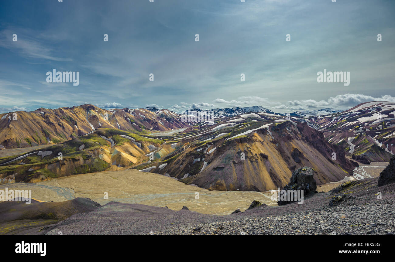 Scenic Area Altopiano di Landmannalaugar, Islanda Foto Stock