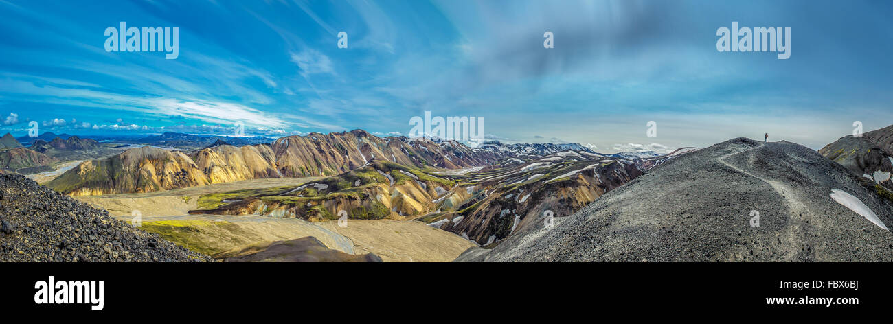 Panorama di Landmannalaugar, scenic area highland in Islanda Foto Stock