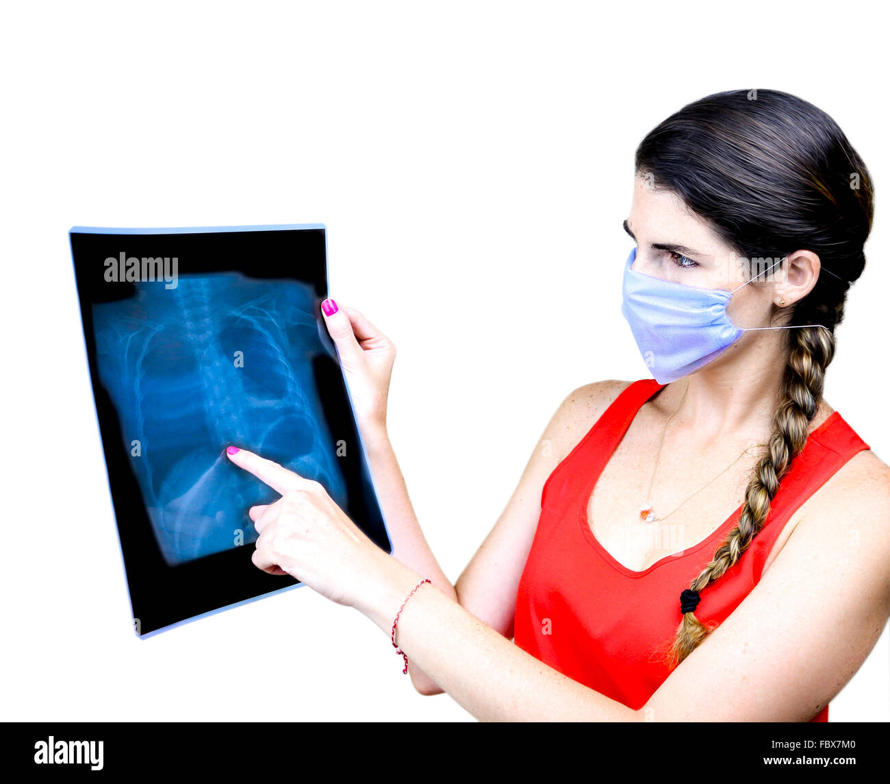 Studente guardando un x ray immagine Foto Stock Studente guardando un x ray immagine Foto Stock