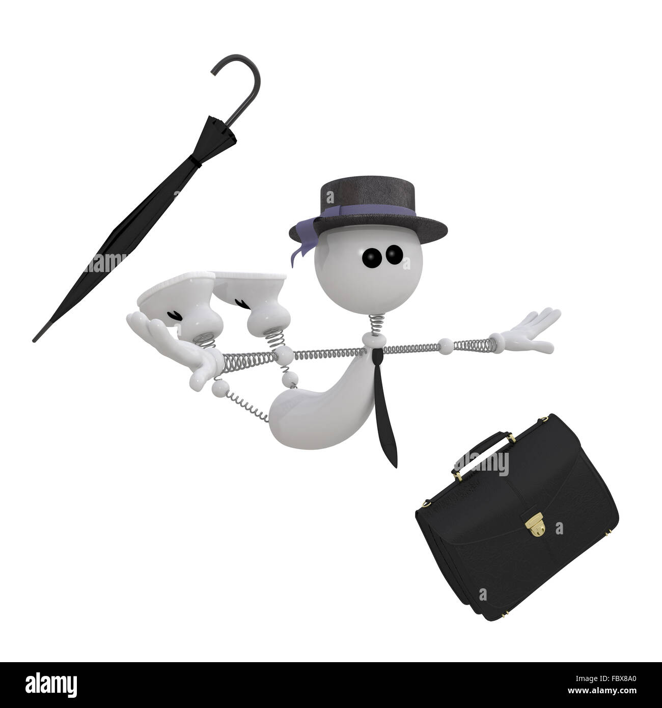 Il 3D piccolo imprenditore mosche. Foto Stock