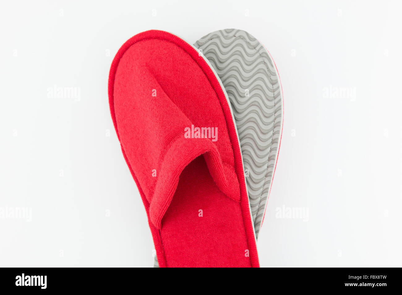 Pantofole, isolare lo sfondo bianco, rosso Foto Stock