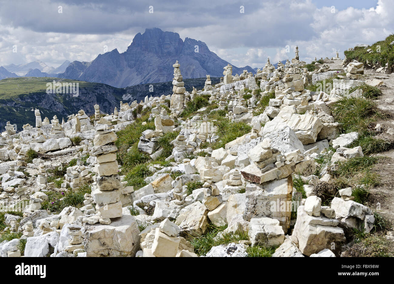 Cairns, vicino alle Tre Cime di Lavaredo Foto Stock