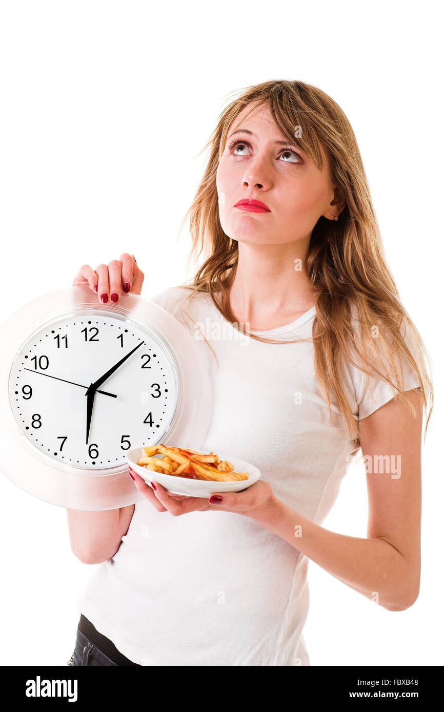 Ragazza con fast food Foto Stock