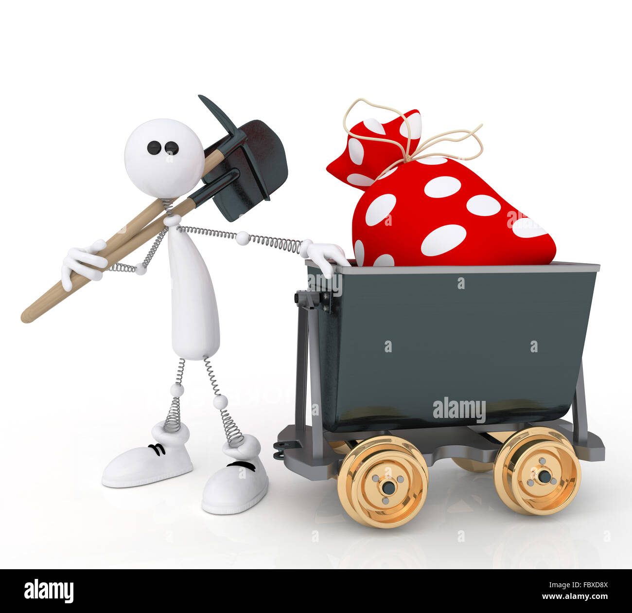 3d piccolo uomo minatore. Foto Stock