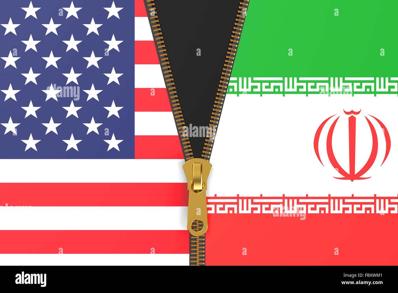 Bandiere di Iran e Stati Uniti d'America, concetto politico Foto Stock