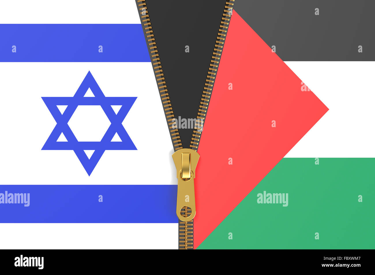 Bandiere di Israele e Palestina, concetto di conflitto Foto Stock