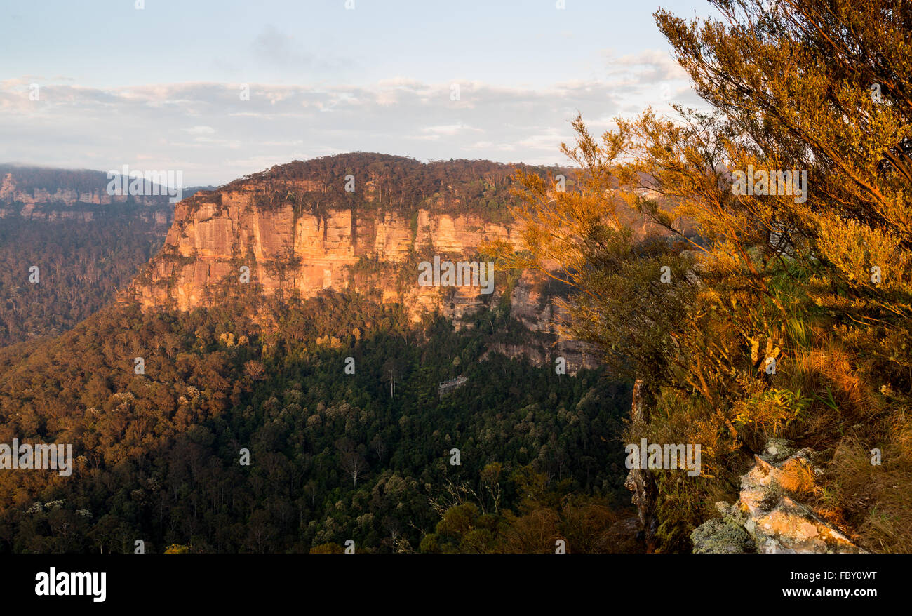 Sunrise dal punto di eco nelle Blue Mountains in Australia Foto Stock