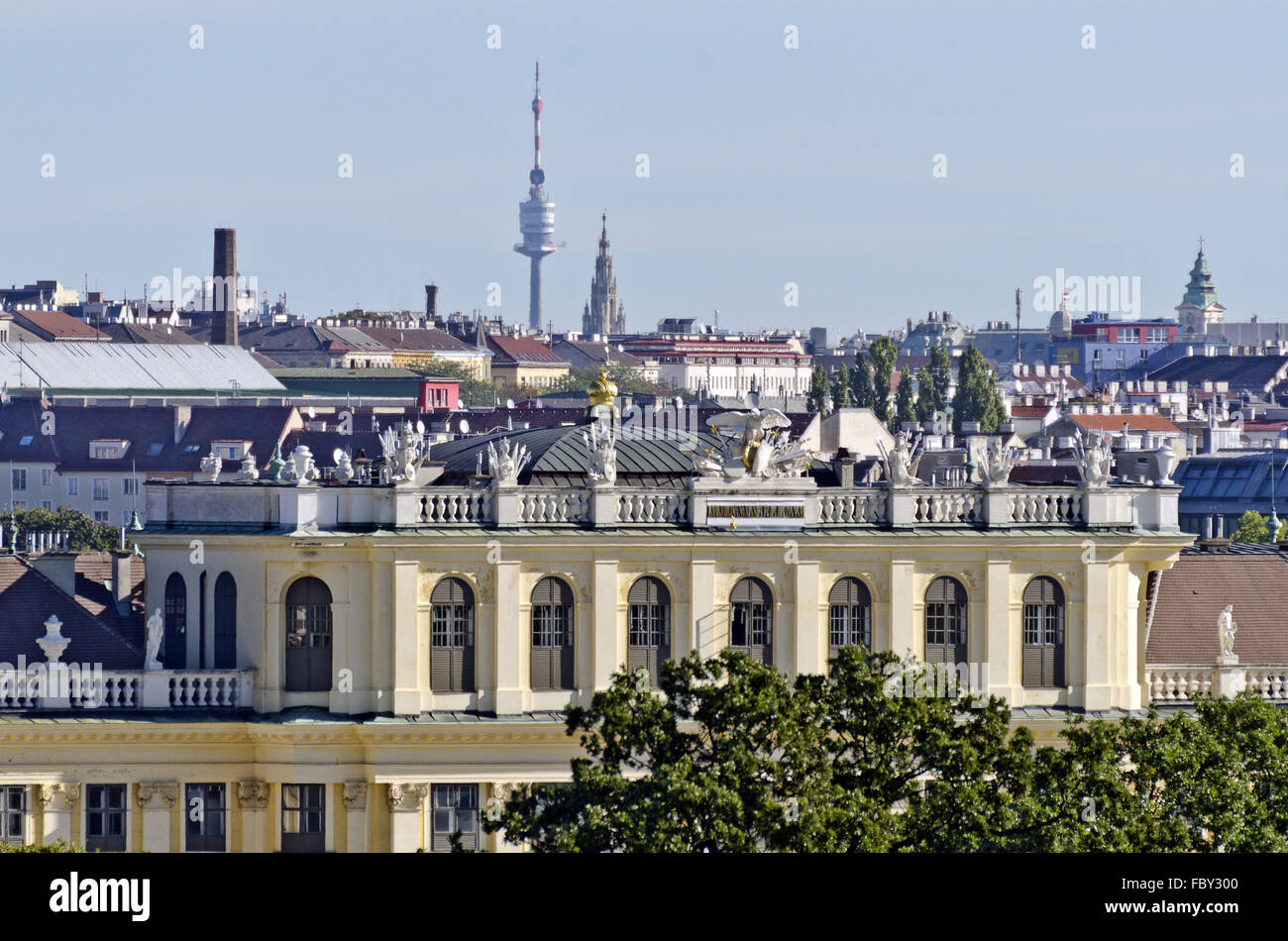 Paesaggio sul tetto del Palazzo di Schoenbrunn Foto Stock