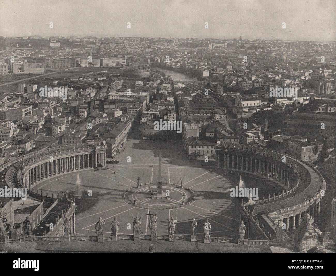 Roma. Vista panoramica dalla cupola di San Pietro. Roma antica stampa 1895  Foto stock - Alamy