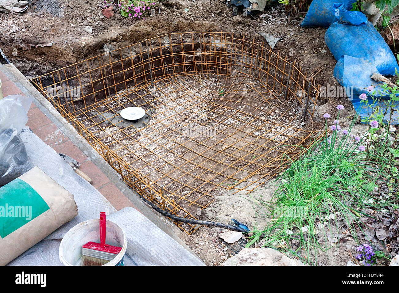 Ferro rete di rinforzo per la costruzione Foto Stock