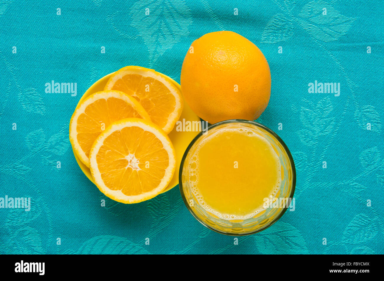 Snack sani e prima colazione con succo d'arancia Foto Stock