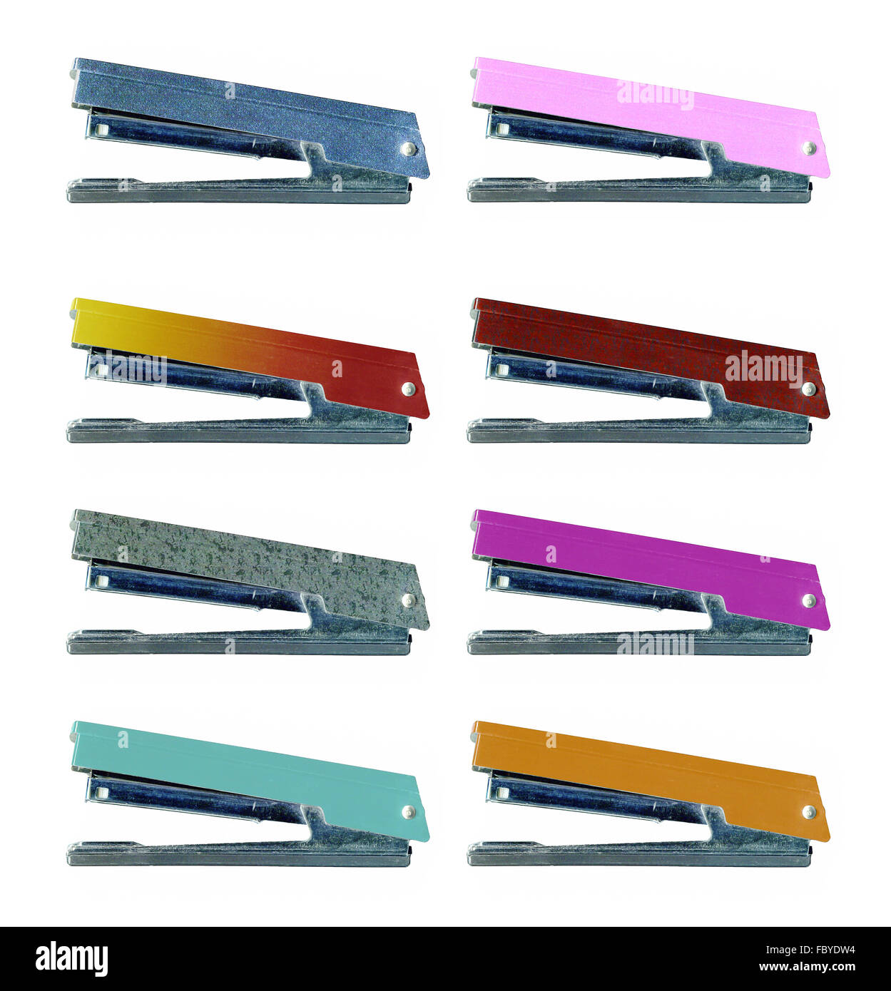 Otto colori differenti macchine punzonatrici Foto Stock