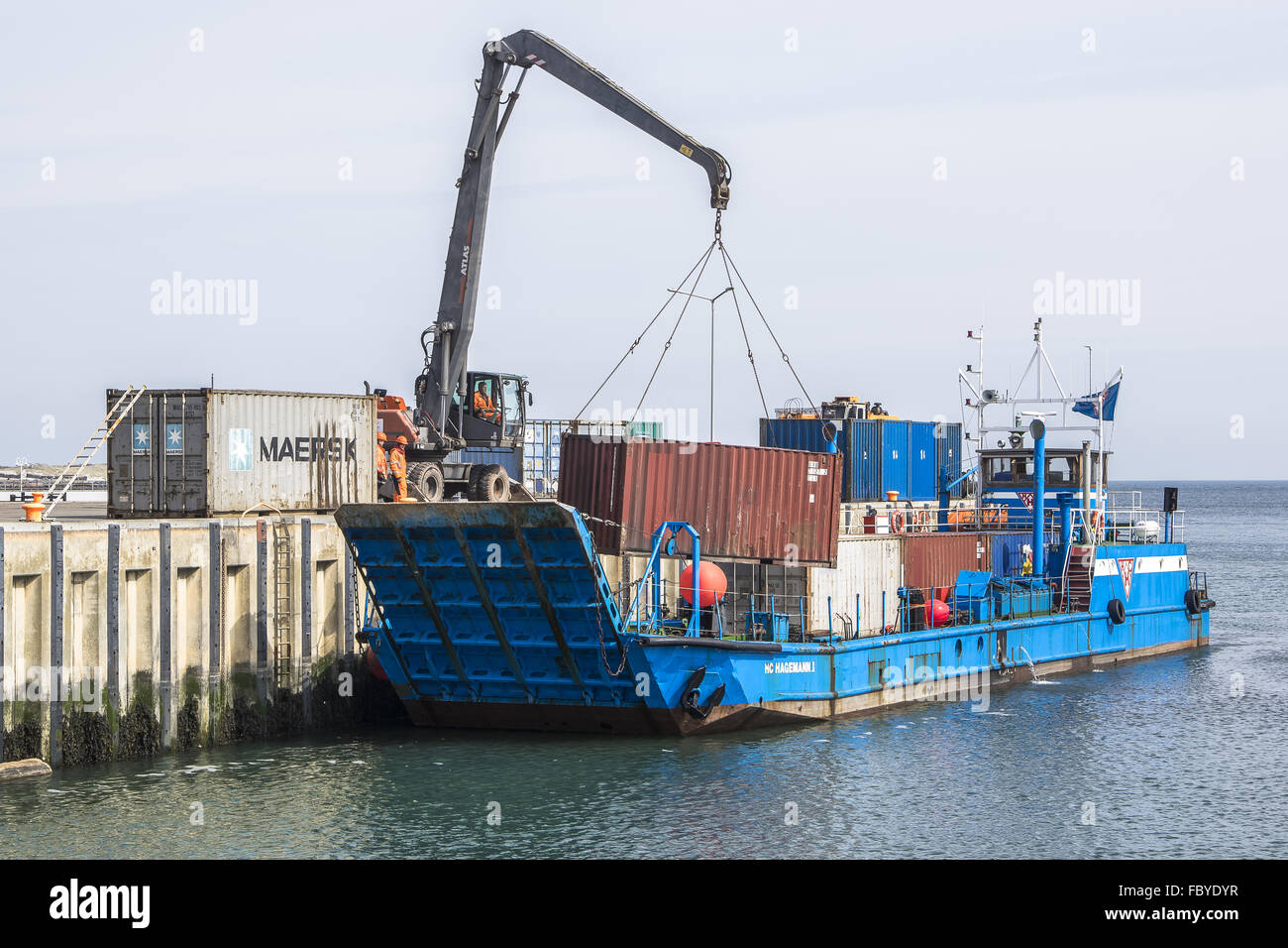 Isola di Helgoland barche da lavoro Foto Stock