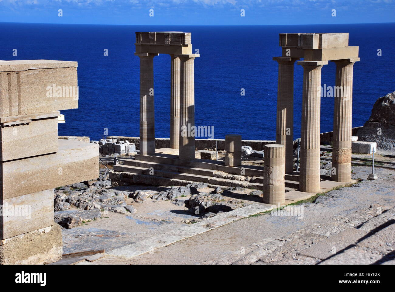 Lindos nell' isola di Rodi, Grecia Foto Stock