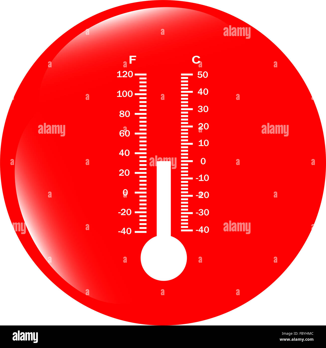 Termometro web pulsante icona Foto Stock