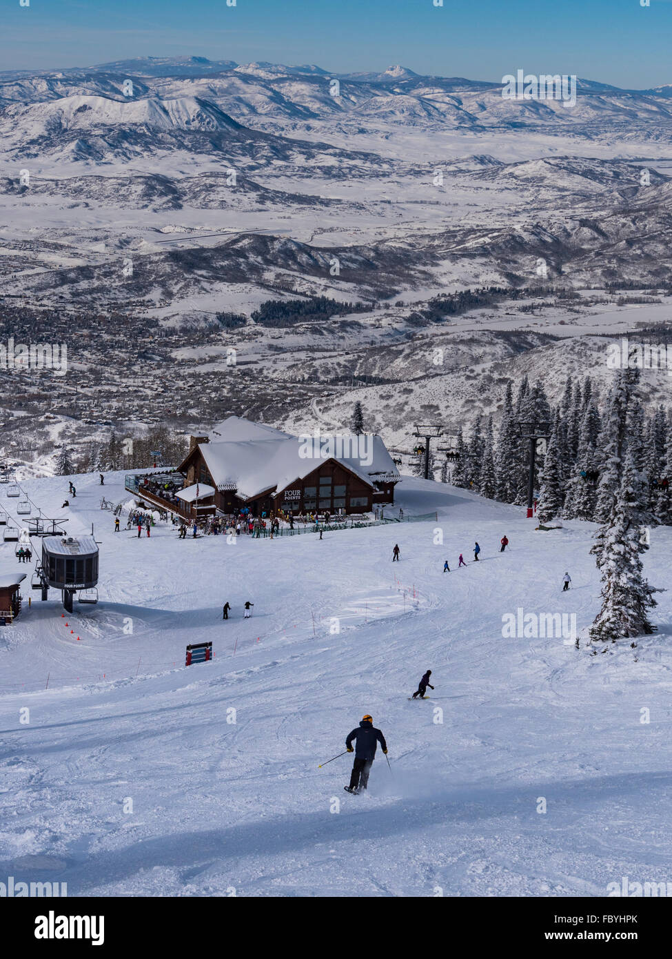 Quattro punti Lodge, Steamboat Ski Resort, Steamboat Springs, Colorado. Foto Stock