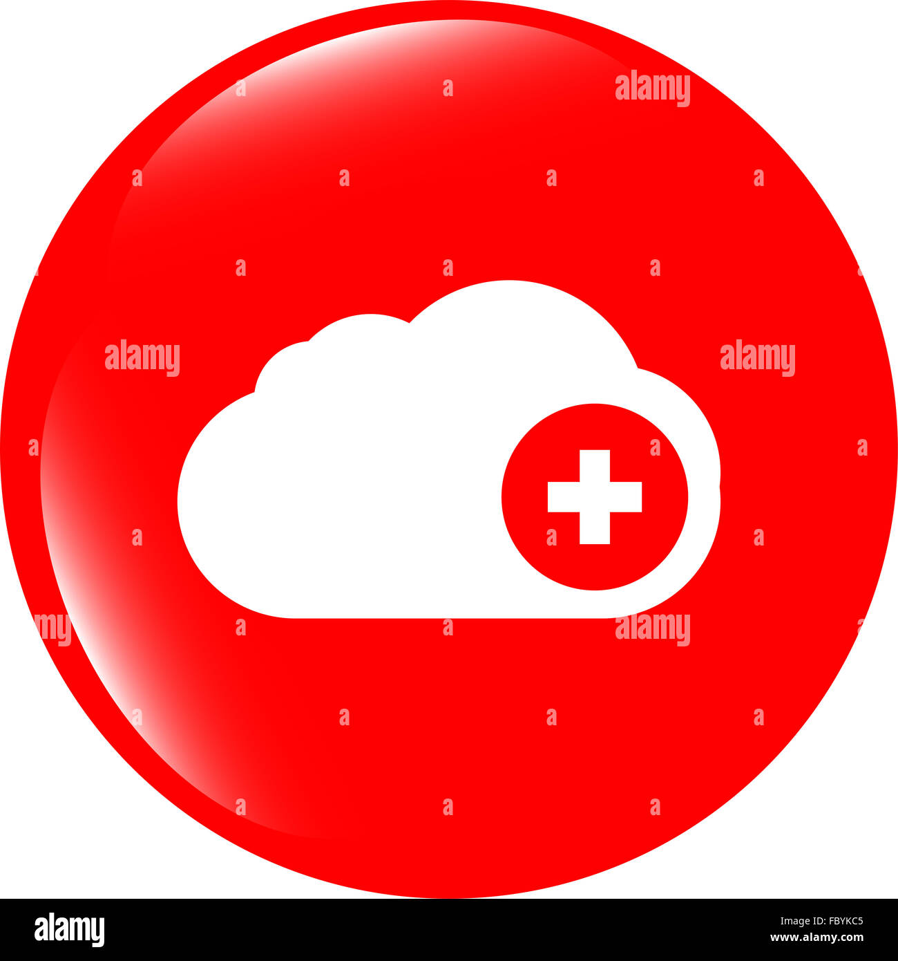 Icona web sulle nuvole con il segno più Foto Stock