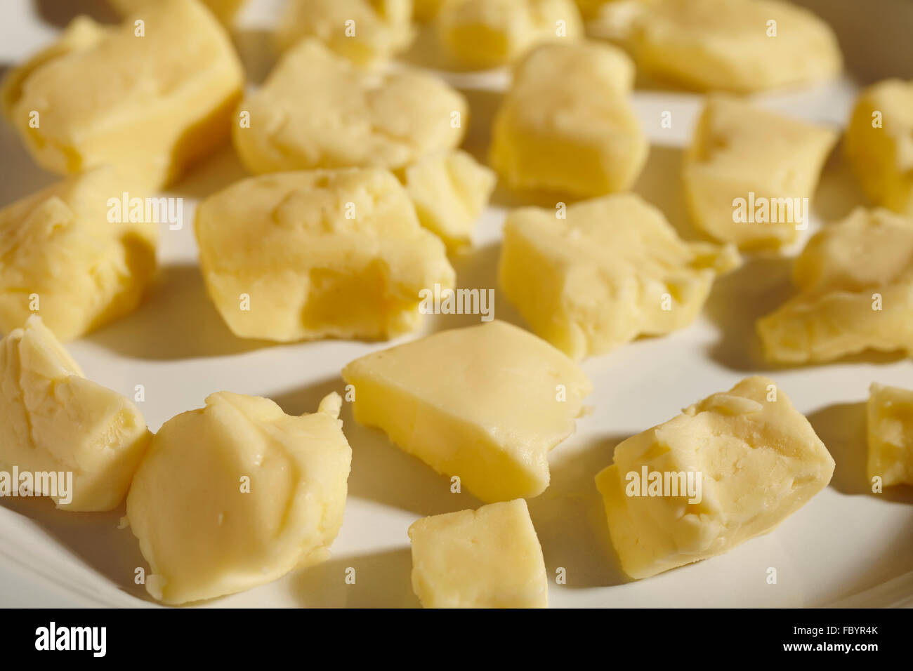 Cagliata di formaggio, un popolare snack alimentare e ingrediente in America del nord del paese lattiero-casearia Foto Stock