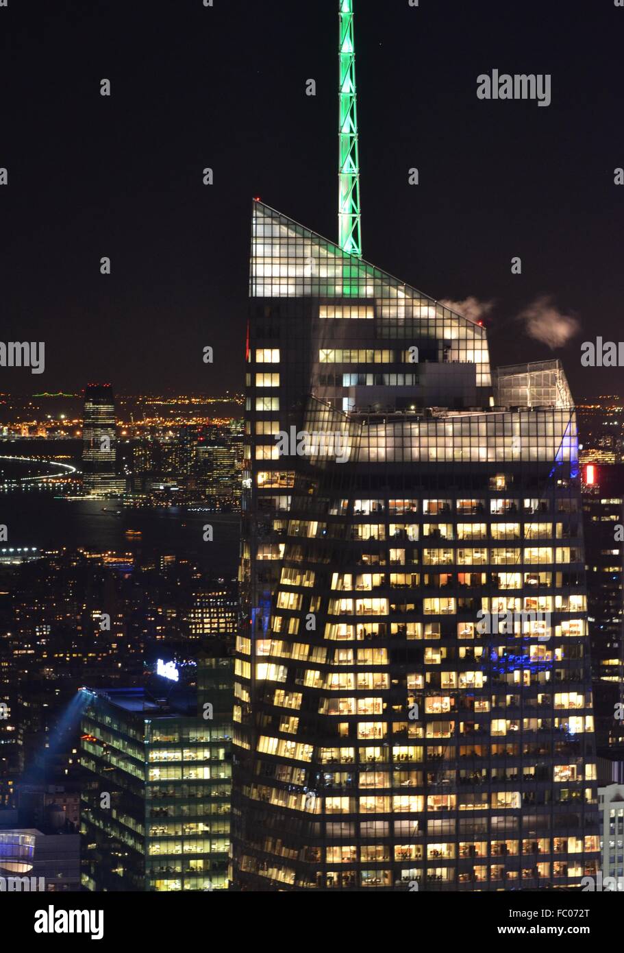 Midtown Manhattan e la Bank of America Tower di notte Foto Stock