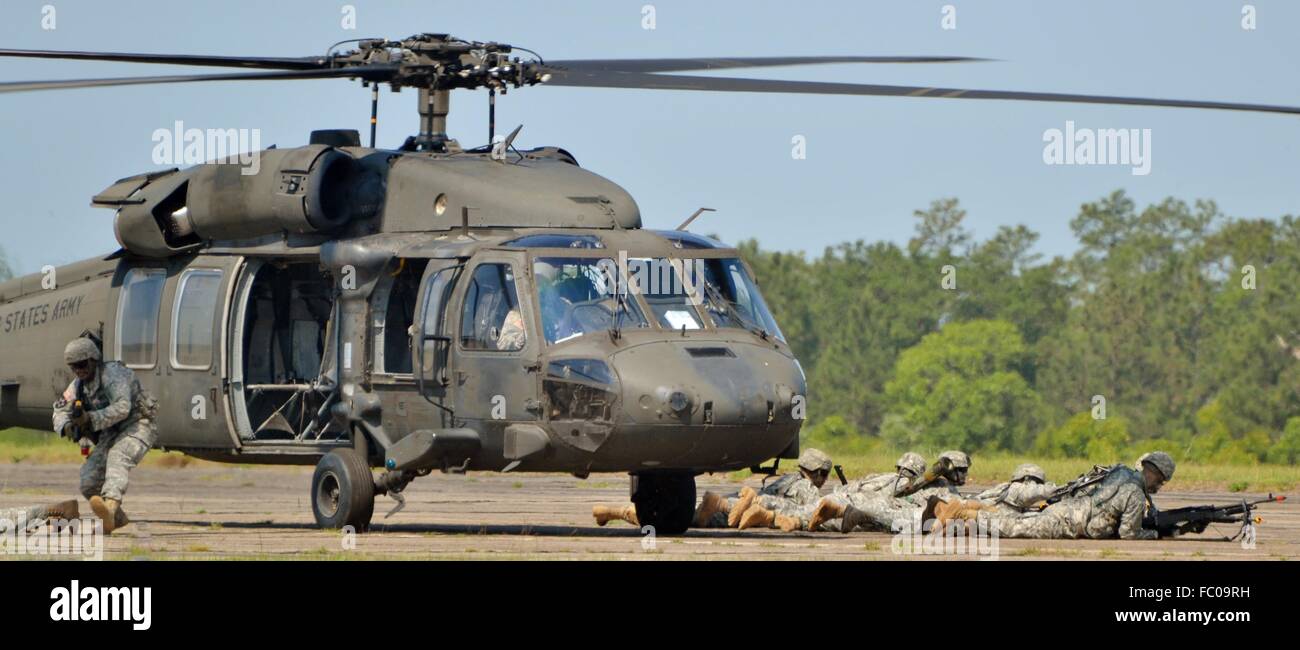 Un UH-60 Blackhawk azionato dall'esercito Rangers Foto Stock