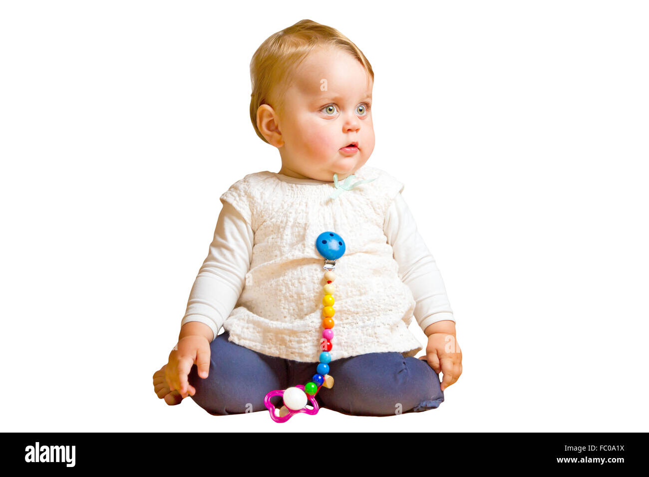 Little baby, isolato su sfondo bianco Foto Stock