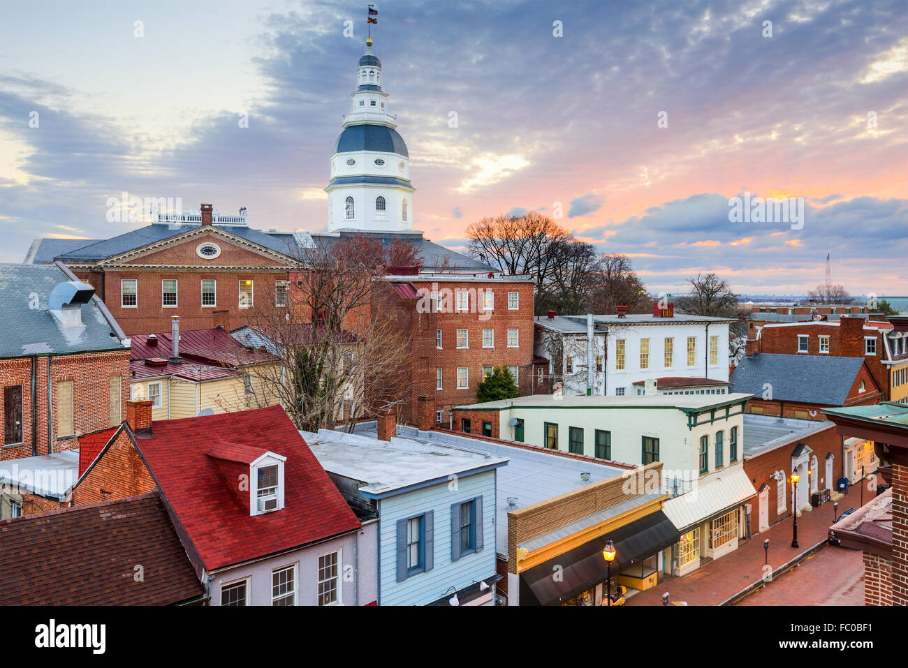 Annapolis, Maryland, Stati Uniti d'America skyline e casa di stato. Foto Stock